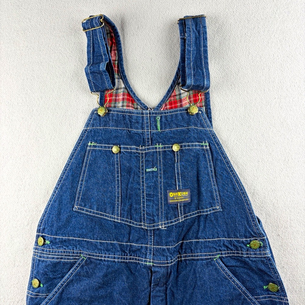 Vintage OshKosh B'Gosh Denim Bib Overalls Union Made USA Plaid Lined 34/2
